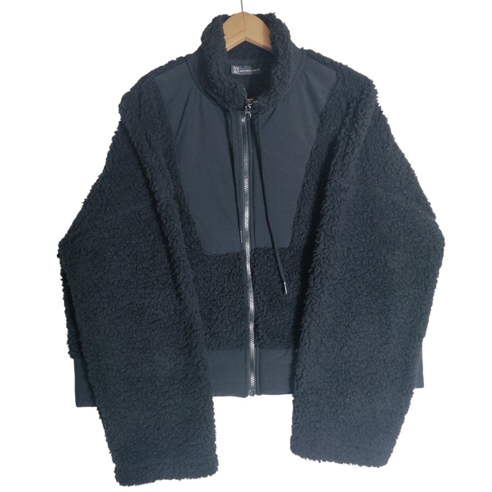 New York & Company Black Faus Shurpa Cropped Jacket Woman's Sz XL NWT - Picture 2 of 8